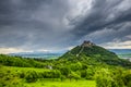 Landscape at the springtime with Deva citadel, Romania Royalty Free Stock Photo