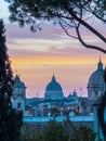 Landscape on St. Peter\'s cathedral in Rome at sunset