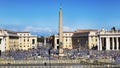 Landscape of St. Peter`s Square and the Vatican obelisk in Vatican City Royalty Free Stock Photo