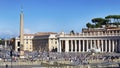 Landscape of St. Peter`s Square and the Vatican obelisk in Vatican City Royalty Free Stock Photo