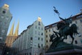 Landscape of a statue man on horse in Nikolaiviertel Mitte Berlin Germany Royalty Free Stock Photo