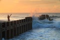 Landscape Hatteras NC Bulkhead Groin Fisherman Sun