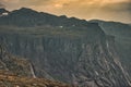 Landscape with steep cliffs in the fjord passing by Trolltunga Royalty Free Stock Photo