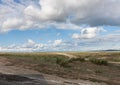 Landscape steppe. Tyva. The road near the lake Dus-Khol. Sunny day. Beautiful clouds. Royalty Free Stock Photo