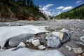 Landscape with stones and ice.Siberia,Russia,taiga