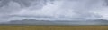 Landscape stormy panorama view from the border of Utah and Idaho from Interstate 84, I-84, view of rural farming with sheep and co