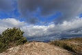 Landscape and stormy sky in Corbieres, France