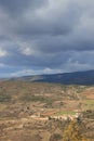 Landscape and stormy sky in Corbieres, France