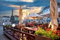 Street cafe on main square in historic centre of Olomouc town. Czech Republic