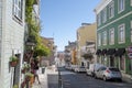 Landscape of street view of traditional building with azulejo tiles in Lisbon Portugal