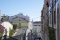 Landscape of street view of traditional building with azulejo tiles in Lisbon Portugal