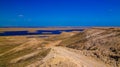 Landscape of Sudochye lake aka part of former Aral sea at Urga fishing village, Karakalpakstan, Uzbekistan