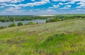 Landscape with Suha Sura river in Vasylivka village near Dnepr city, central Ukraine Royalty Free Stock Photo