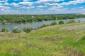 Landscape with Suha Sura river in Vasylivka village near Dnipro city, central Ukraine