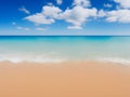 Landscape, summer tropical beach. Azure sea, ocean, surf, blue sky with cumulus clouds, ,sand. Design concept for travel, family Royalty Free Stock Photo