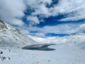 The landscape summit with snow of Mount Morrone and Duchessa lake Royalty Free Stock Photo