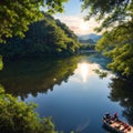 Landscape of Sun-Moon Lake in Nantou, Taiwan made with Generative AI