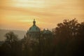 landscape at sundown in autumn in Prague, Czech Republic