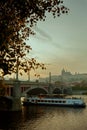 landscape at sundown in autumn in Prague, Czech Republic