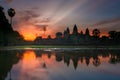 Landscape and sunrise of Angkor wat temple in Siem reap in Combo Royalty Free Stock Photo