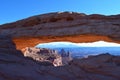 Landscape, sunrise at Mesa Arch in Canyonlands National Park, Moab, Utah, USA, North America. Island in the sky Royalty Free Stock Photo