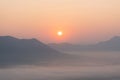 Landscape in sunrise with sky and mountains. The natural atmosphere in the morning