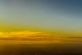 Landscape sunrise or sunset from the window of the plane Royalty Free Stock Photo