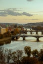 landscape at sunset in autumn in Prague, Czech Republic