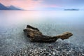 Landscape with sunset lake reflections in autumn, location Alps, Italy, Europe colorful autumn trees reflecting in lake. Royalty Free Stock Photo