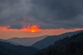 Sunset from Morton Overlook Great Smoky Mountains Royalty Free Stock Photo