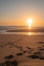 Landscape of sunset in Murtosa beach. Aveiro, Portugal Royalty Free Stock Photo