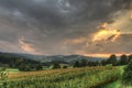 Landscape and sunset near Grafenau, Bavarian Forest, Germany