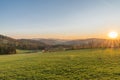 Landscape and sunset near Grafenau, Bavarian Forest, Germany