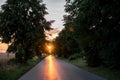 sunset over road