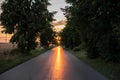 sunset over road