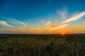 Landscape sunset over field Royalty Free Stock Photo