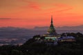 Landscape of sunset over pagoda in Chiang Mai