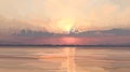 Landscape of sunset over the river in gentle pastel colors