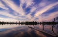 Landscape sunset on the river