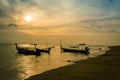 Landscape of sunset with Small Fishing Boats in Thailand Royalty Free Stock Photo