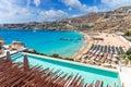 Landscape with Super Paradis beach, Mykonos island, Greece Royalty Free Stock Photo