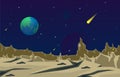 Landscape Surface of Planet Sky Space Science Fiction Fantasy Illustration