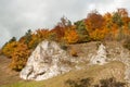 A rocky landscape in swabian alb in autumn