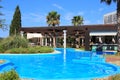 landscape swimming pool blue sky. Tropical beautiful hotel