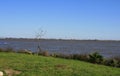 Landscape on the Tagus River on which windsurfing Royalty Free Stock Photo