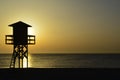 Lifeguard hut at sunrise in the Strait of Gibraltar