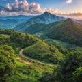 Landscape with The tea plantations background. landscape with mountain and clouds. areal view of the forest. aerial Royalty Free Stock Photo