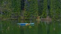 Landscape of three boats in the Red lake Romania Royalty Free Stock Photo