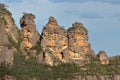 Landscape of The Three Sisters rock formation in the Blue Mountains of New South Wales Australia Royalty Free Stock Photo