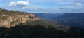 Landscape of The Three Sisters rock formation in the Blue Mountains of New South Wales Australia Royalty Free Stock Photo